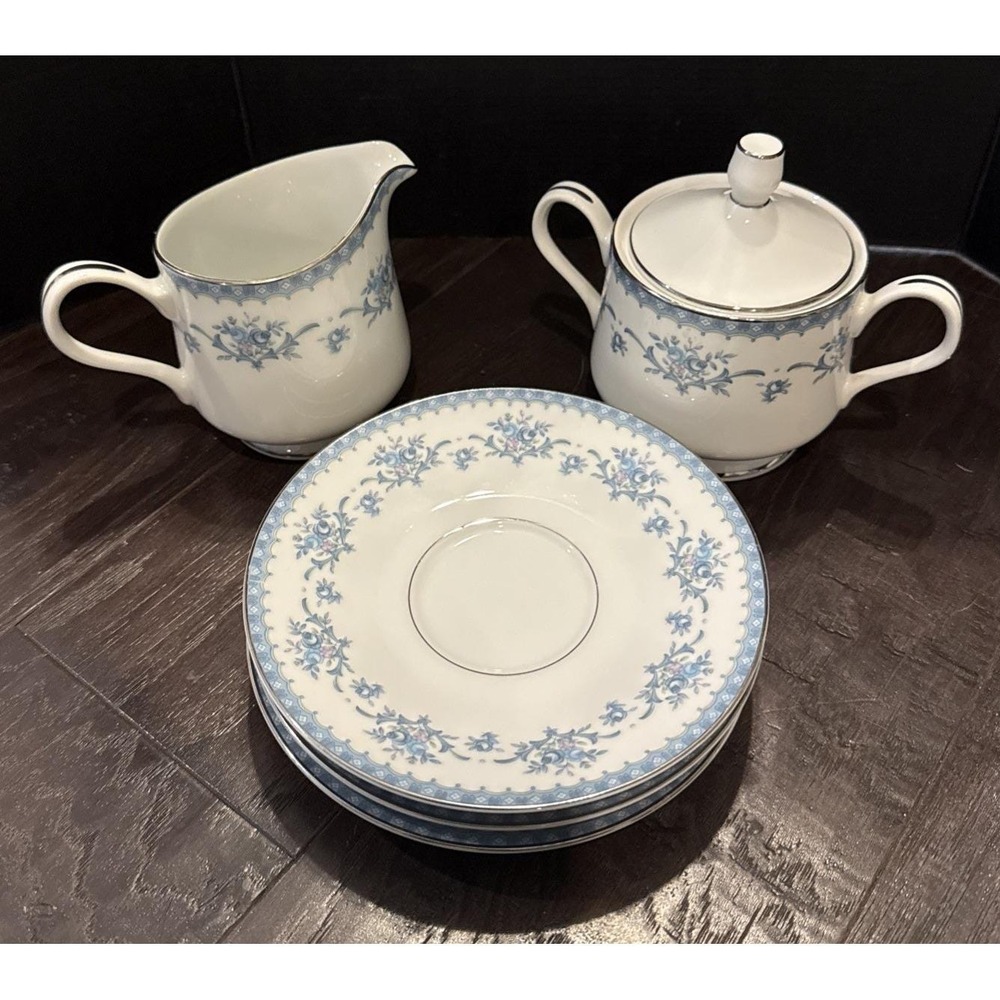 Sango Diplomat Japan Cahill 334 Creamer Covered Sugar Bowl 3 Saucers Plates